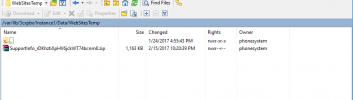 support info is stored under when accessing the server using winSCP to transfer the file over ...png