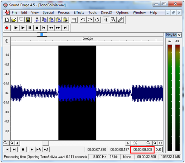 Cómo determinar la configuración de un tono en forma manual_02 Uso de sound forge para determinar la configuración de tono manualmente