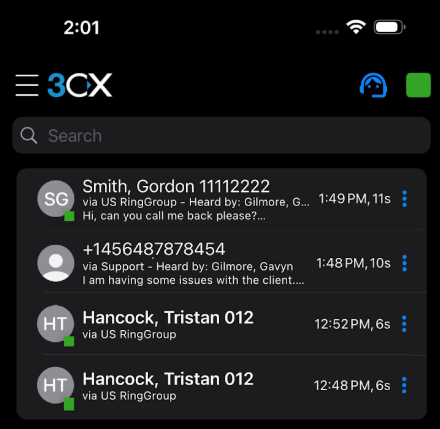 Buzón de voz compartido para Colas y Grupos de Timbrado - iOS