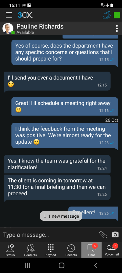 Nueva vista de chat mejorada Android