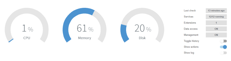 Pantalla del Instance manager