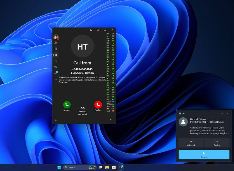 Proyección de llamadas con IA – Softphone de Windows Proyección de llamadas con IA - Softphone de Windows