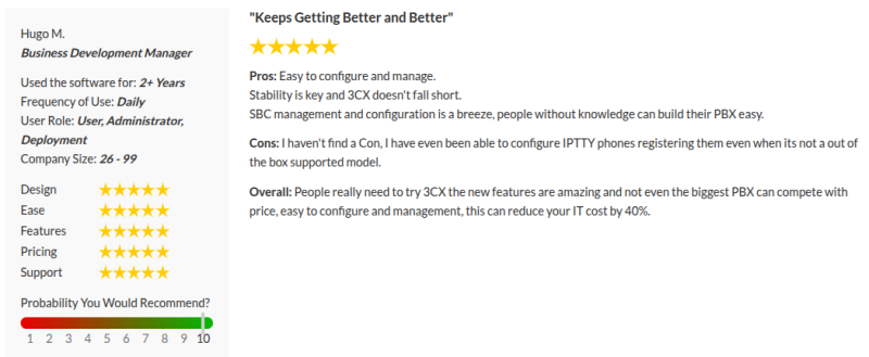 SourceForge - Opinión sobre 3CX