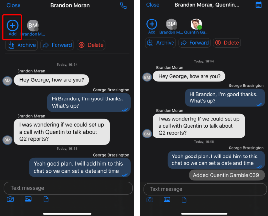 Administrar chats y participantes desde la app iOS
