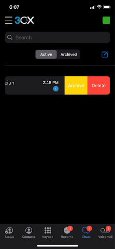 Desde la App con iOS 15 Archivar/desarchivar chats ráìdamente