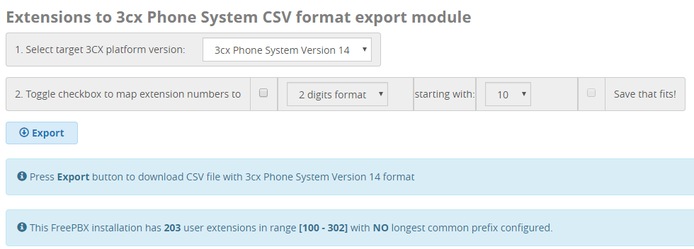 Exporte sus Extensiones desde FreePBX® hacia 3CX