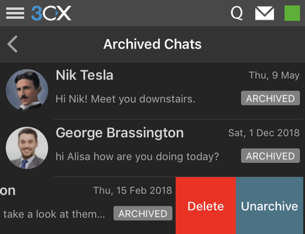 Archivar mensajes desde la App iOS para 3CX V16