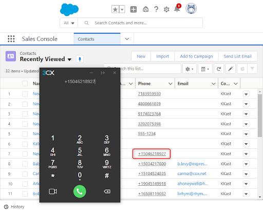 Click2Call en el sistema CRM Sistema CRM con Click2Call
