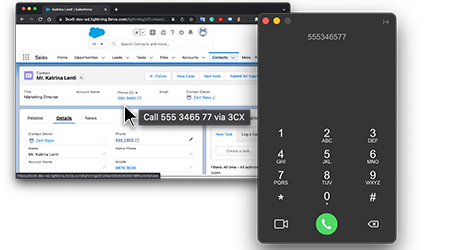 Desde su cliente web utilice Click2Call Ahorre tiempo al lanzar llamadas en un solo clic - Cliente web