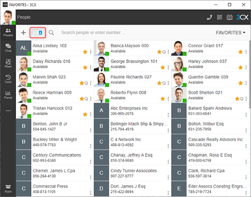Contactos favoritos en el Cliente Web – Beta Update 2 V18 Asignar miembros de su equipo a favoritos