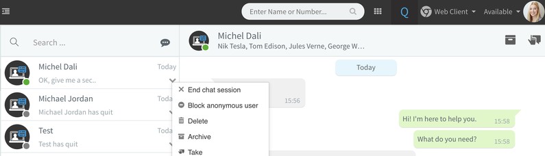 Nuevas funciones de Chat dentro del Cliente Web en 3CX V16 Update1