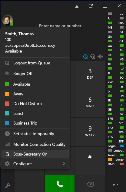 Compatibilidad Jefe-Asistente - Softphone Windows