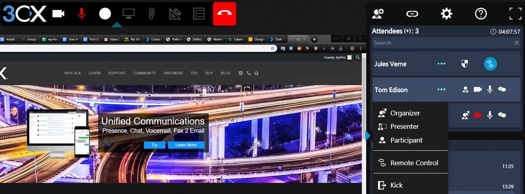 La funcionalidad de control remoto actualizada en la última actualización de WebMeeting 3CX