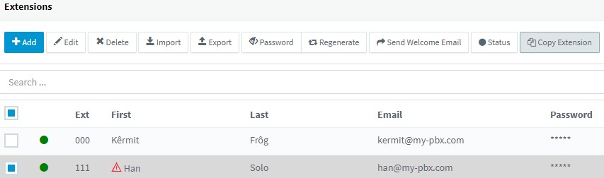 Nueva opción de copiar extensiones incluida en 3CX V16 Release Candidate