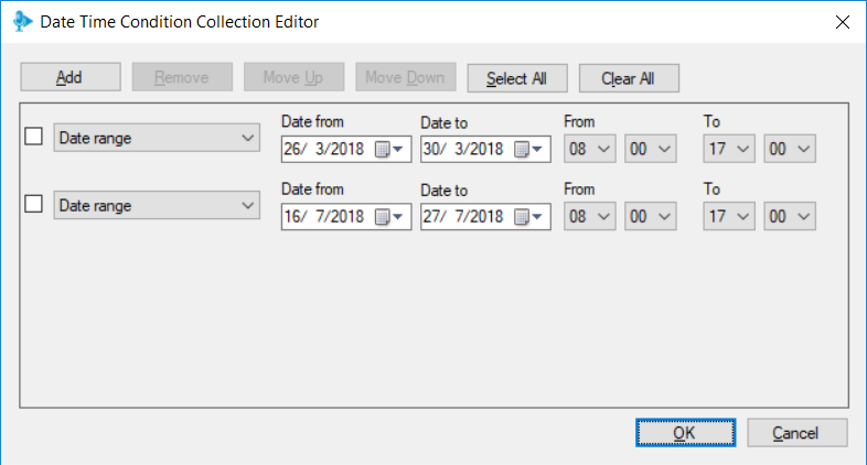 Editor de Fecha y Hora en el Call Flow Designer 3CX