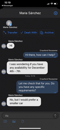 Chatear con clientes a través de la app iOS