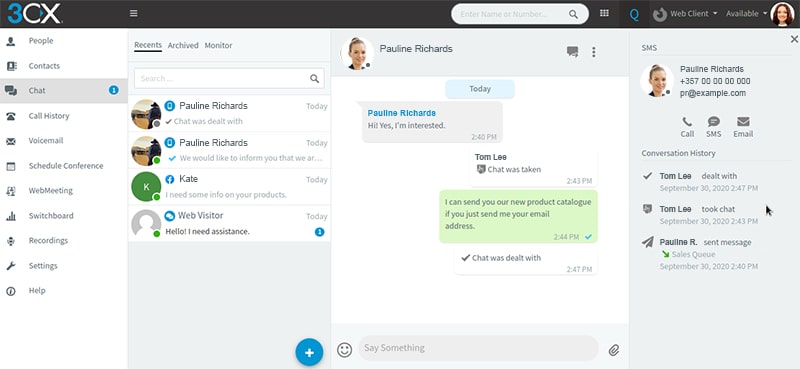 Integración de Facebook y SMS mensajería empresarial