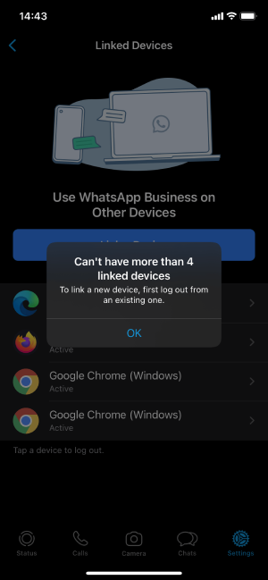Habilitar varios dispositivos para responder – WhatsApp Business Limitación de 5 dispositivps para responder a mensajes