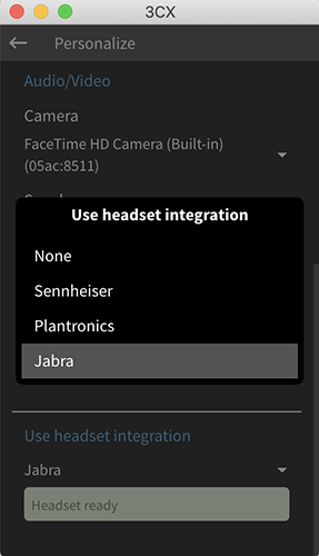 Integración de auriculares Jabra