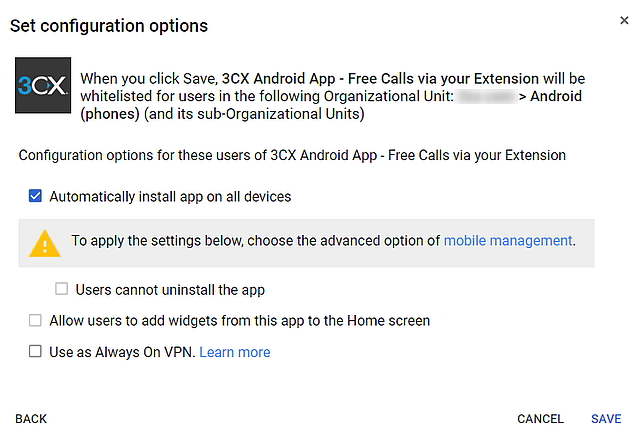 Instalación automática de la app en los dispositivos Android vía G Suite