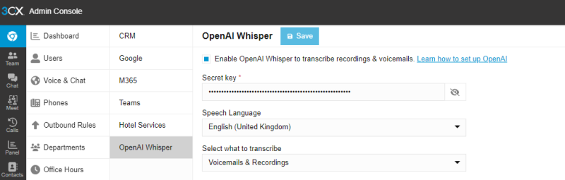 Integración OpenAI Whisper en 3CX Integración OpenAI Whisper en 3CX