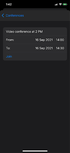Ejemplo de programar una videoconferencia en la App iOS