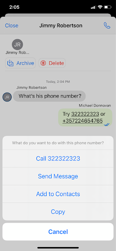App 3CX para iOS - Chats