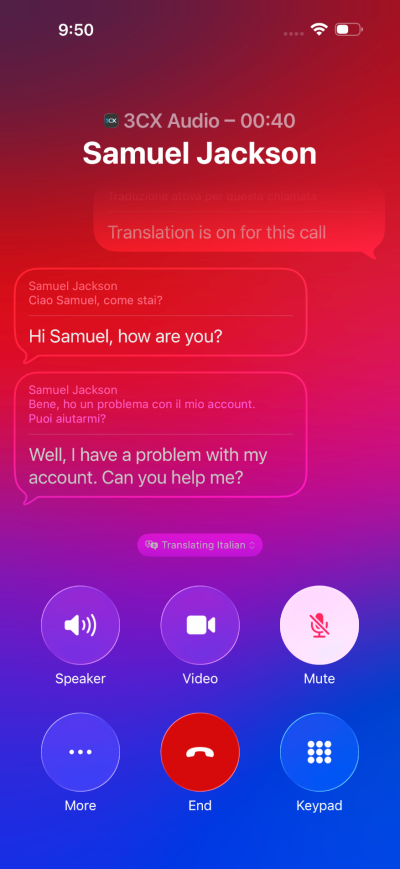 Traducción de llamadas 3CX con Apple Intelligence Traducción de llamadas 3CX con Apple Intelligence