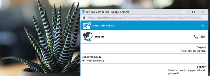 Ventana Emergente con el 3CX Live Chat & Talk