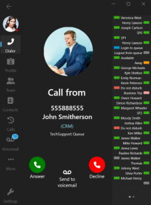 Notificación de llamada entrante en el Softphone 3CX Beta 5