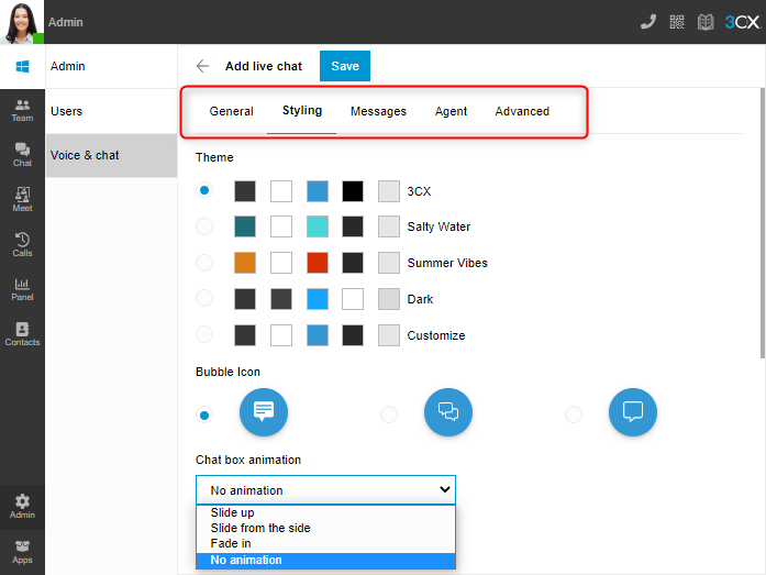 Nuevos estilos para el chat en vivo con el Update 5 V18 Más estilos y personalizaciones del chat en vivo