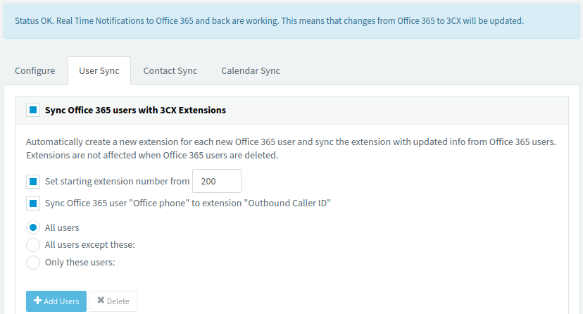 Sincronice Office 365 con 3CX
