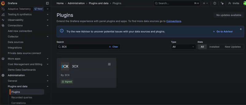 Aplicación Plugin 3CX para Grafana Aplicación Plugin 3CX para Grafana