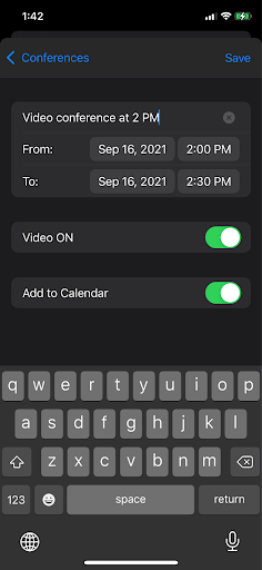 App iOS y programar videoconferencias