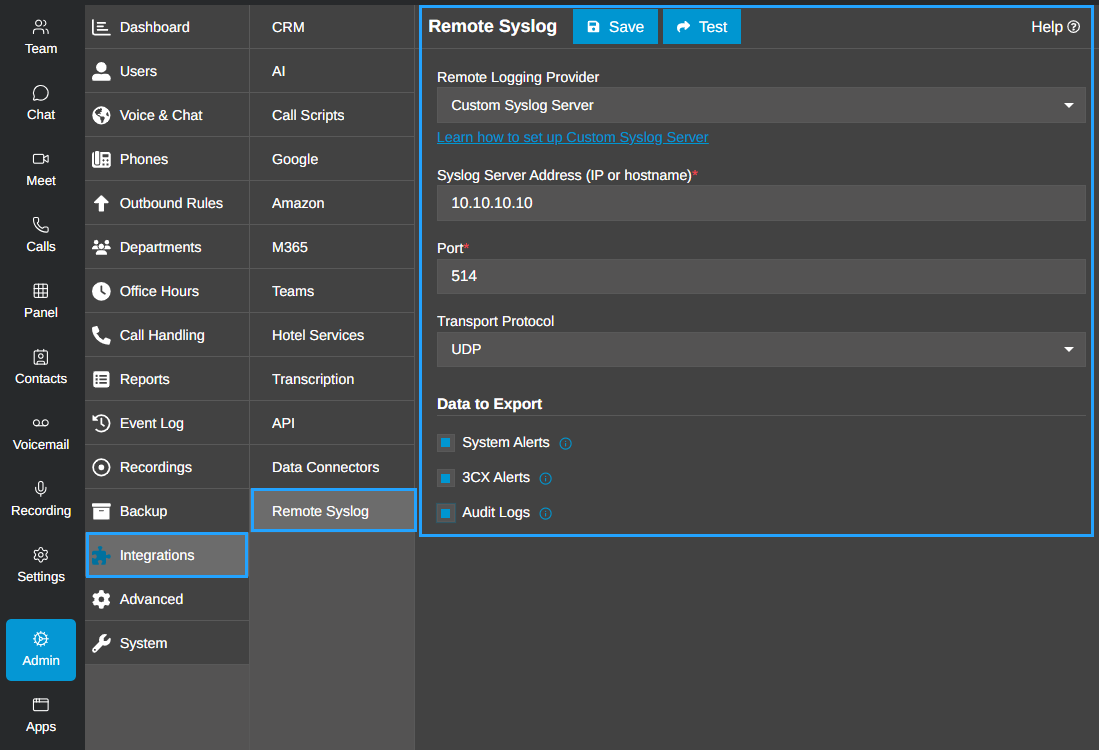 Registro Remoto de Syslog Registro Remoto de Syslog