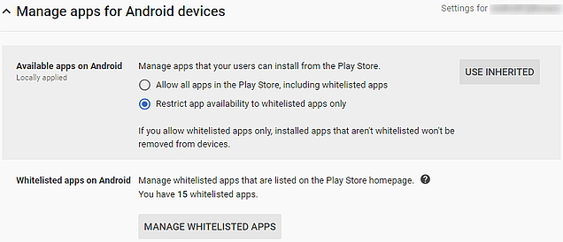 Restringir la disponibilidad de la app en dispositivos Android vía G Suite