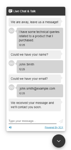 Solicitud de información por chat en vivo