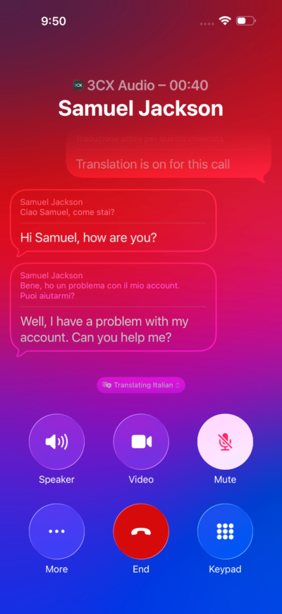 Traducción de llamadas 3CX con Apple Intelligence Traducción de llamadas 3CX con Apple Intelligence