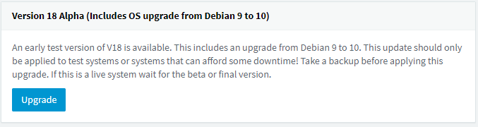 Version-18-alpha debian 10 buster