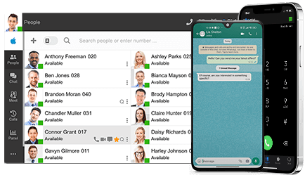 Mensajes de WhatsApp administrados desde 3CX Todos sus mensajes de WhatsApp empresariales en una misma interfaz