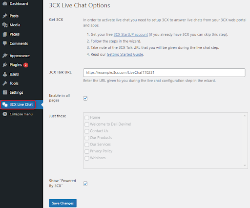 Chat en Vivo 3CX en WordPress Instalar el plugin Chat en Vivo 3CX en WP